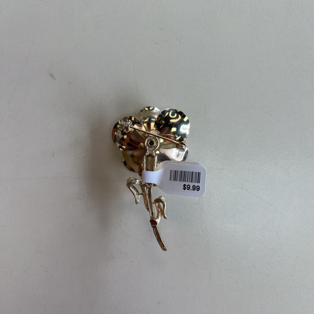 Vintage Gold Toned Flower Brooch