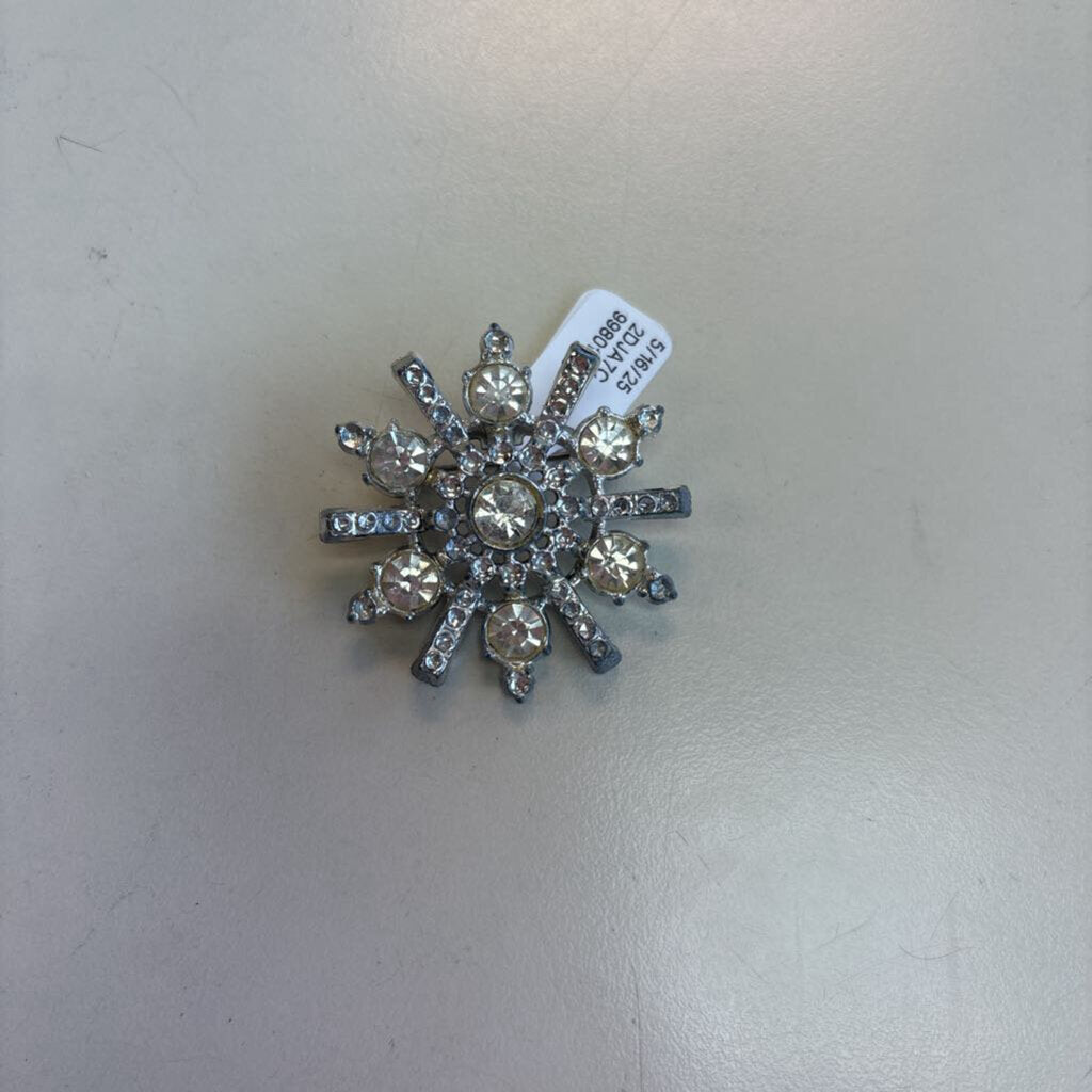 Vintage Clear Rhinestone Sunburst Brooch