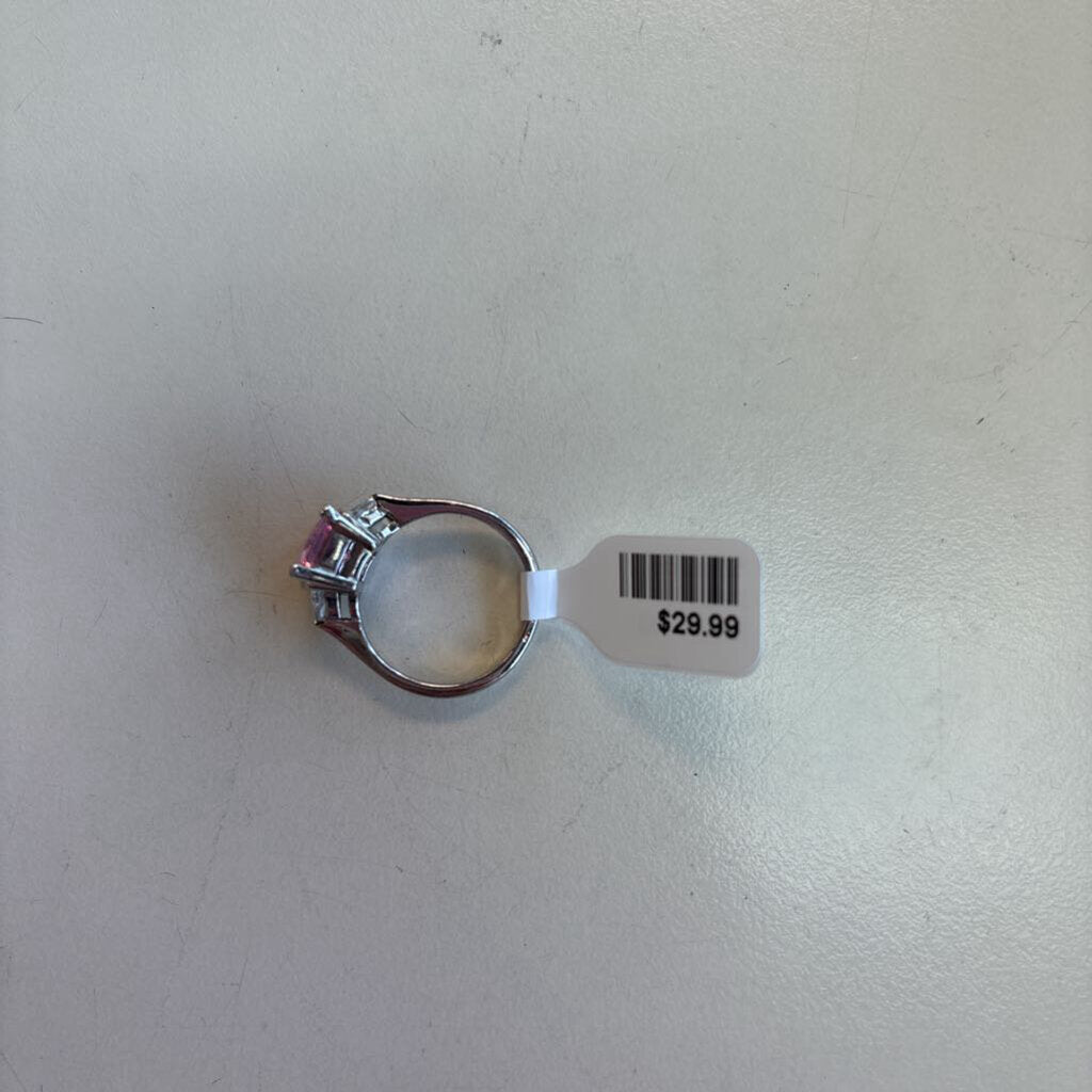 Sterling Silver Pink Stone Ring 7