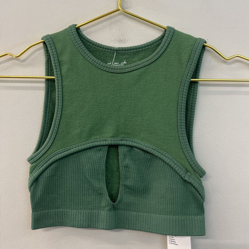 Out From Under Green Ribbed Cropped Tank Top Extra Small/ Small