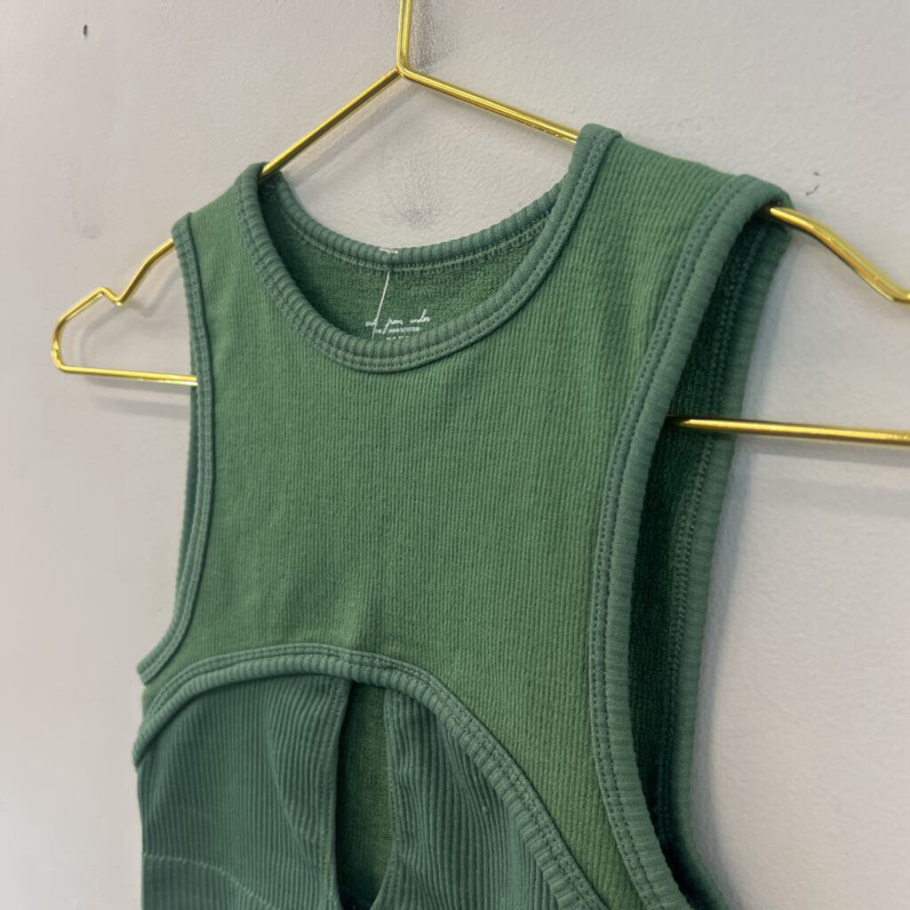 Out From Under Green Ribbed Cropped Tank Top Extra Small/ Small