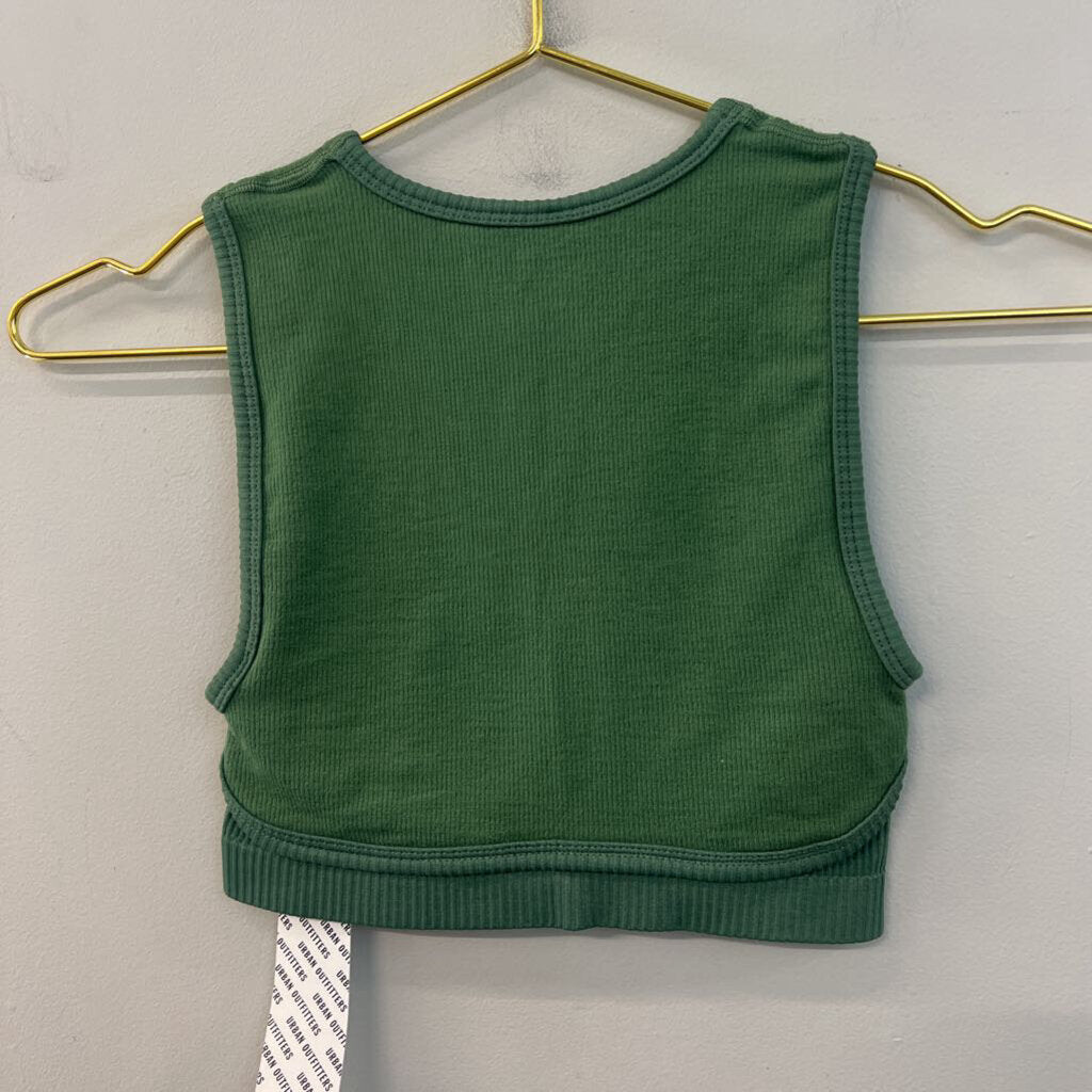 Out From Under Green Ribbed Cropped Tank Top Extra Small/ Small