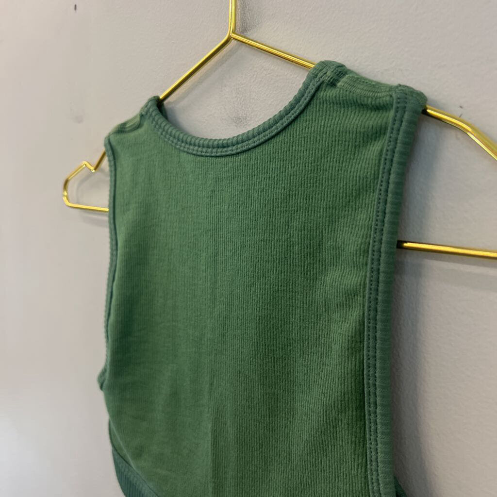 Out From Under Green Ribbed Cropped Tank Top Extra Small/ Small