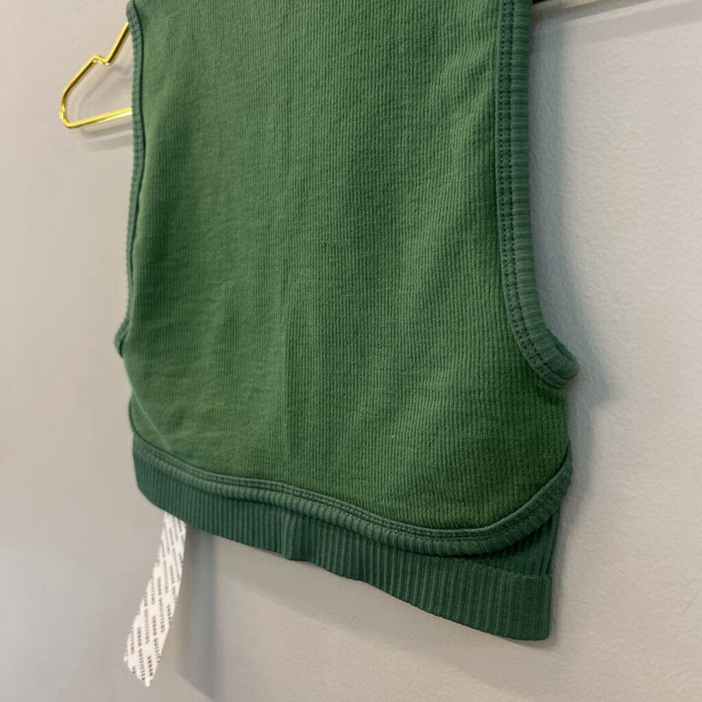 Out From Under Green Ribbed Cropped Tank Top Extra Small/ Small