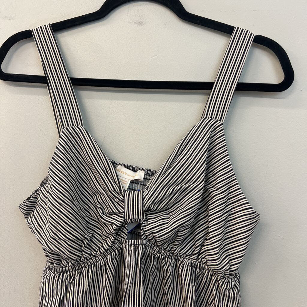 Monteau Los Angeles Blue/ White Striped Tank Top Extra Large