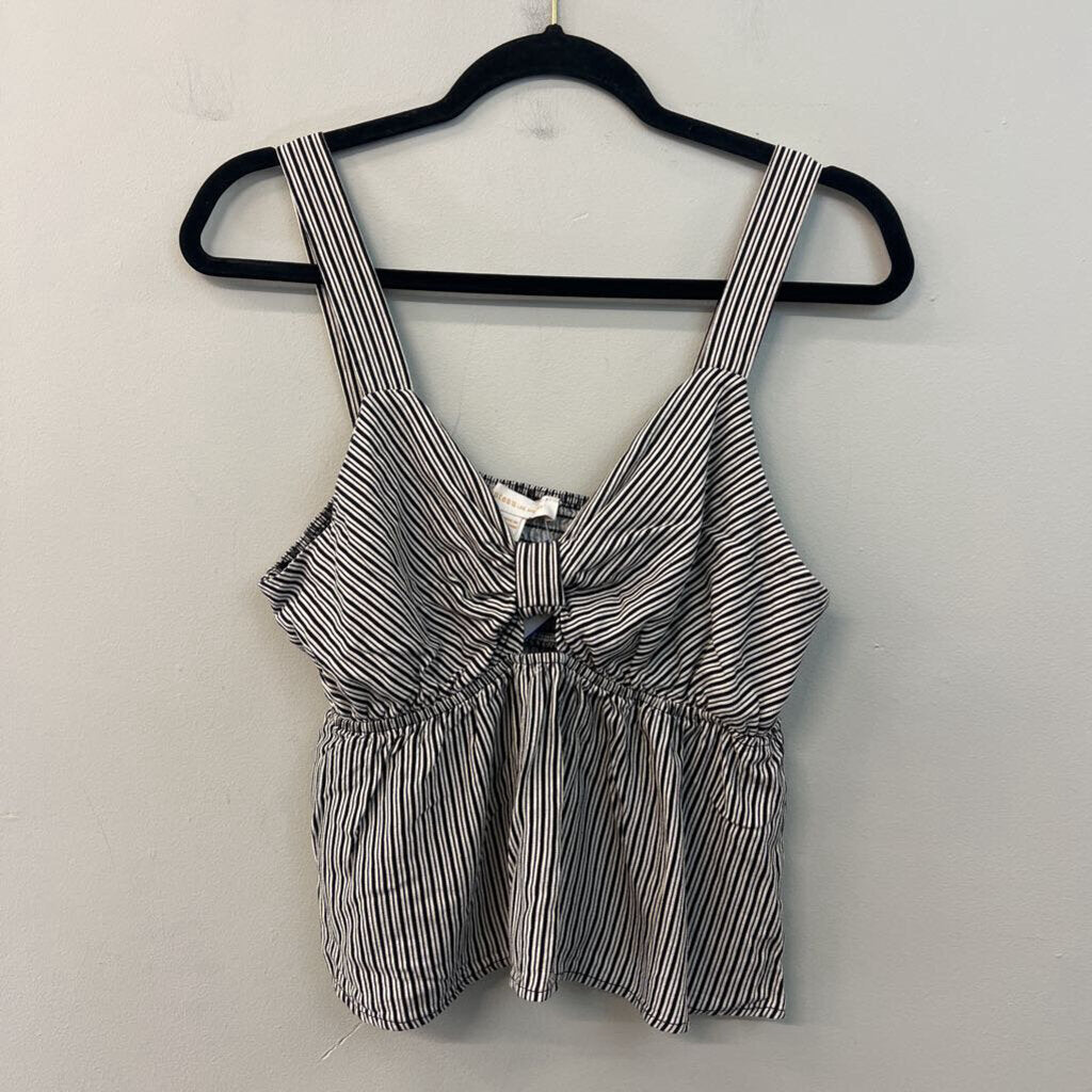 Monteau Los Angeles Blue/ White Striped Tank Top Extra Large