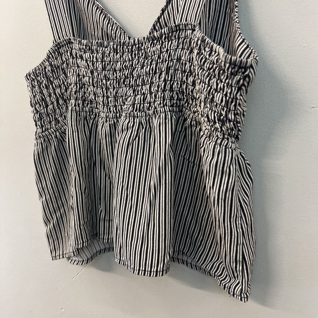 Monteau Los Angeles Blue/ White Striped Tank Top Extra Large