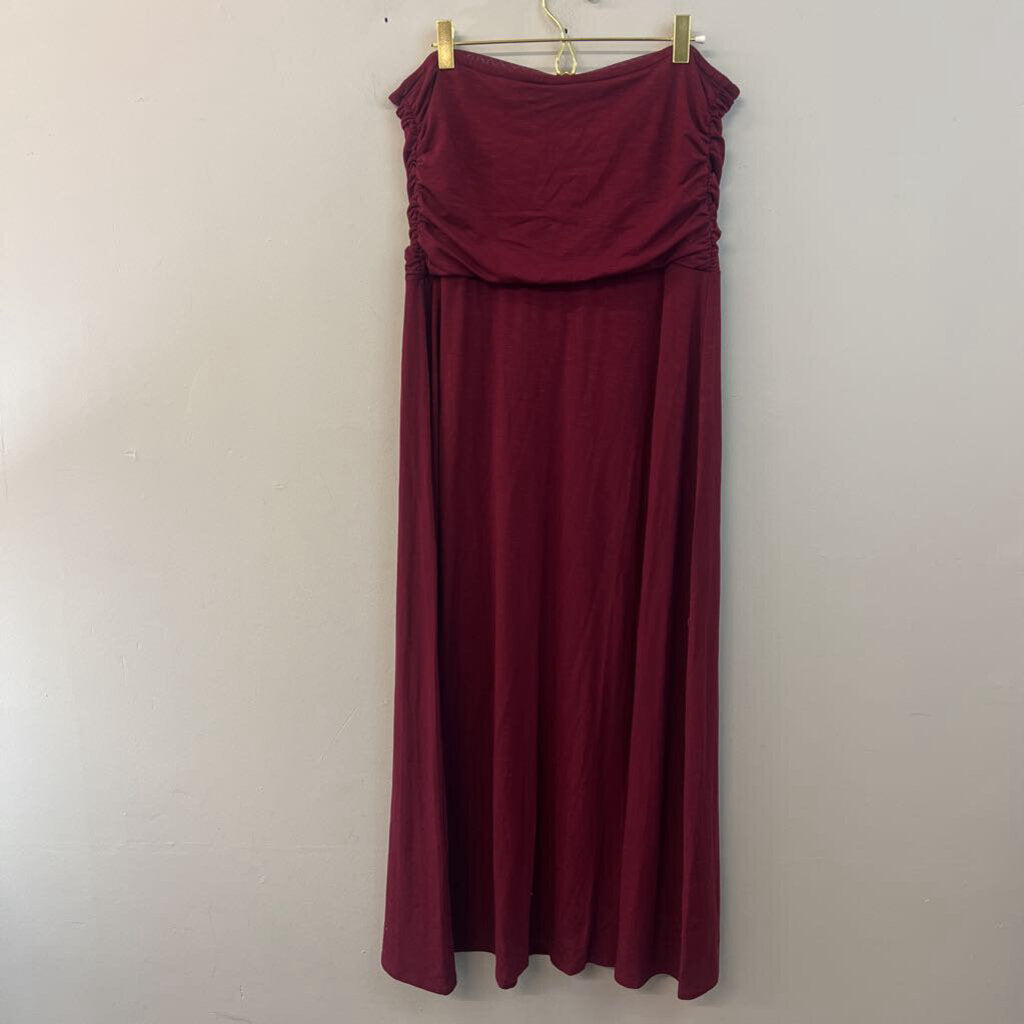J Jill Burgundy Strapless Maxi Dress Medium