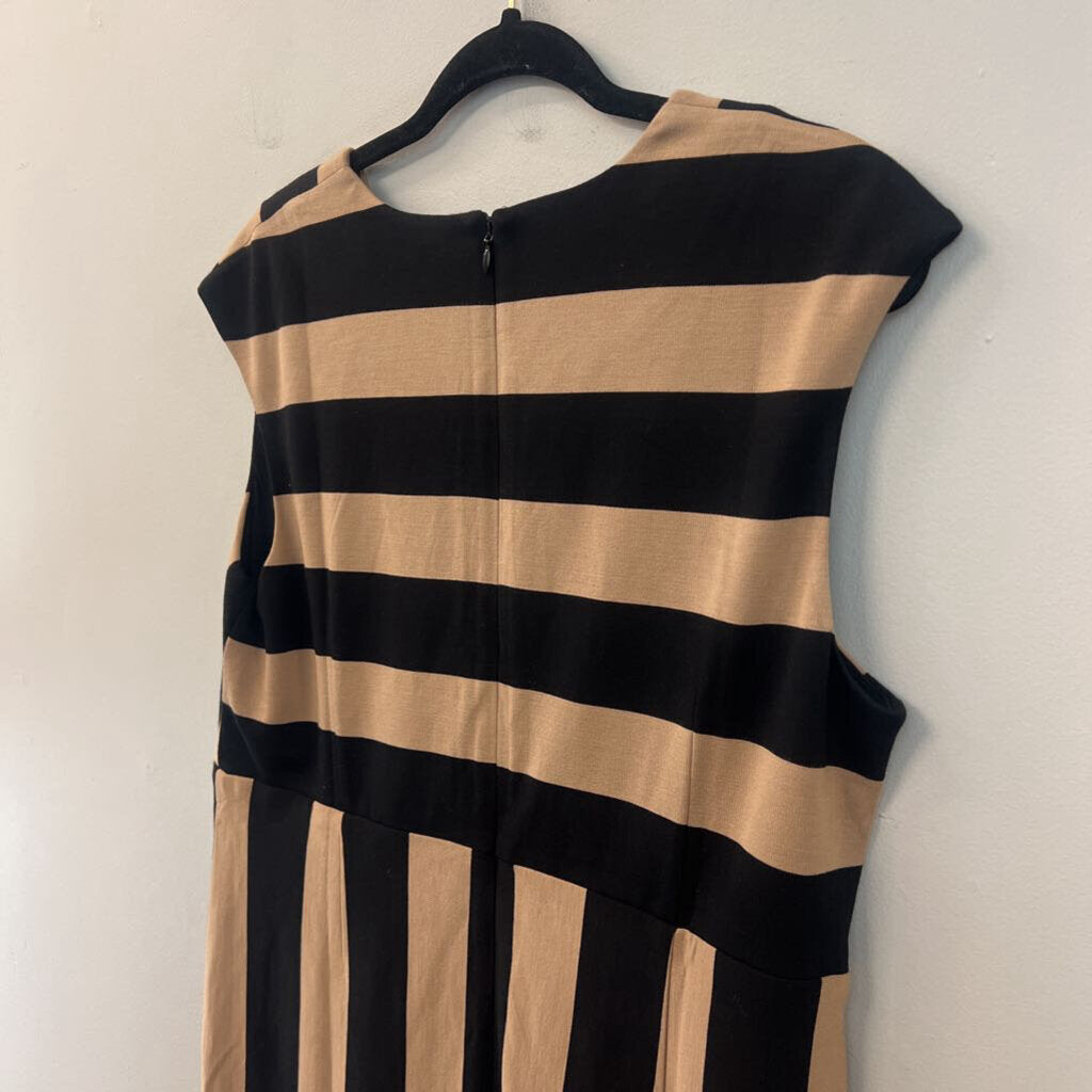 Black Label by Chicos Black/ Brown Striped Tank Dress Extra Large