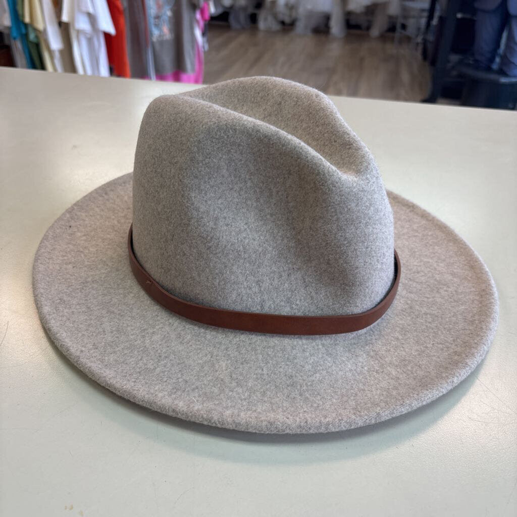 Free People Cream/ Brown Wythe Leather Band Felt Hat