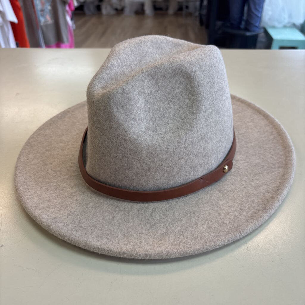 Free People Cream/ Brown Wythe Leather Band Felt Hat