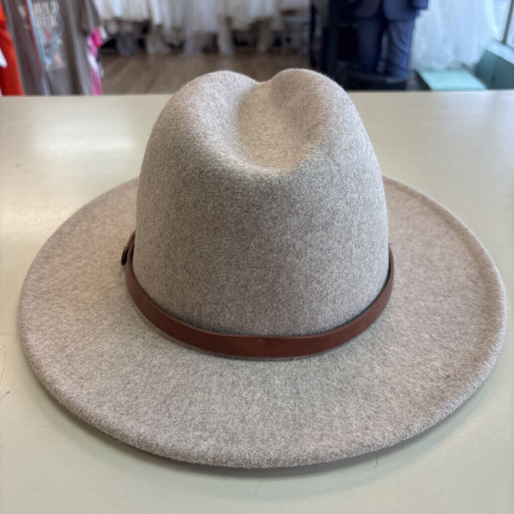 Free People Cream/ Brown Wythe Leather Band Felt Hat