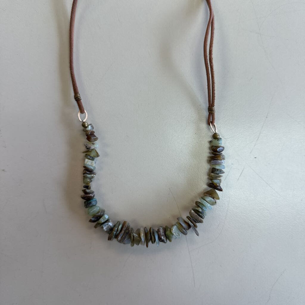 Anne Vaughan Leather Stone Necklace