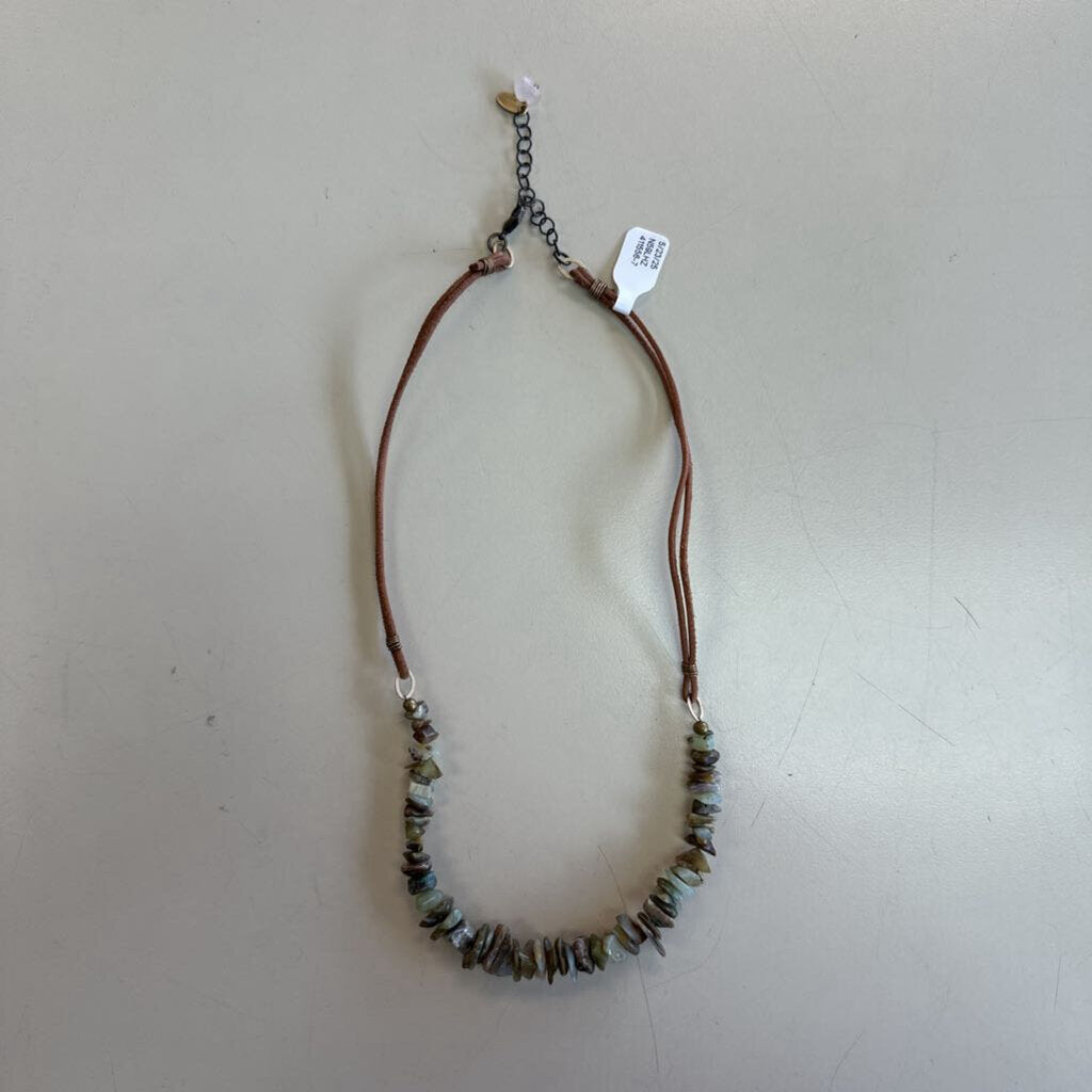 Anne Vaughan Leather Stone Necklace