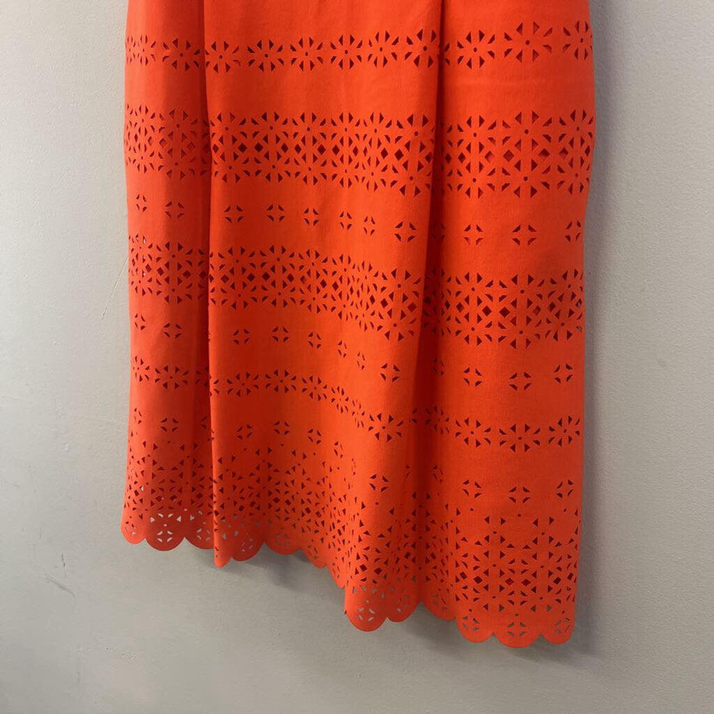 Banana Republic Orange Laser Cut Short Sleeve Dress 10 Tall