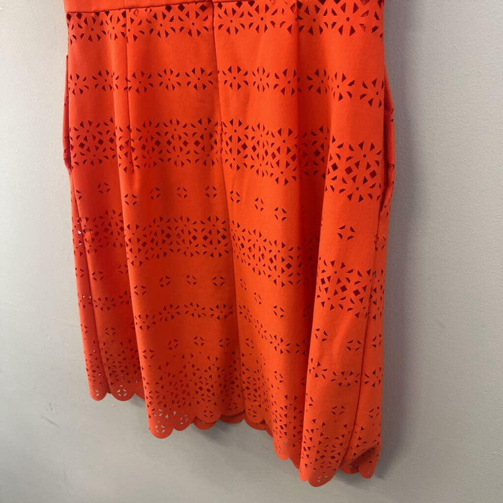 Banana Republic Orange Laser Cut Short Sleeve Dress 10 Tall