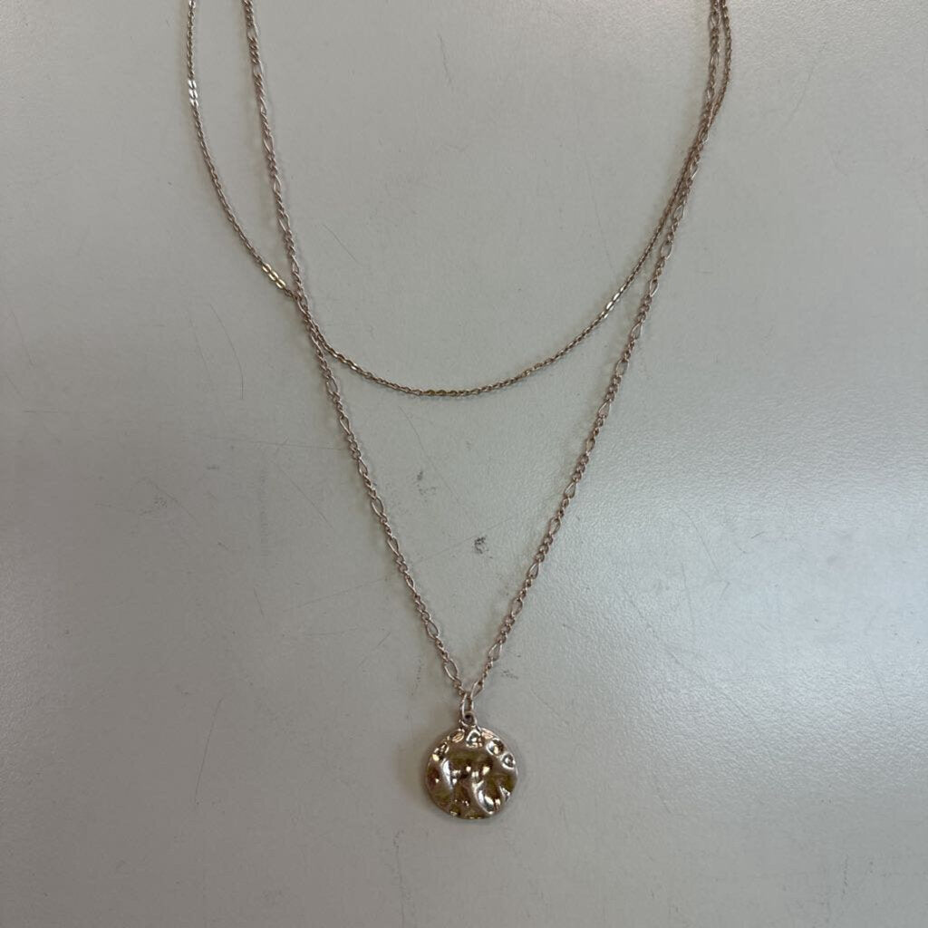 Gold Layered Circle Pendant Necklace