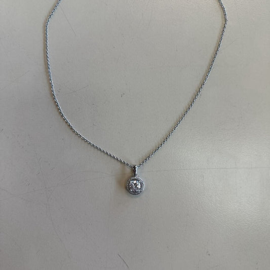 Silver/ Rhinestone Layered Circle Pendant Necklace