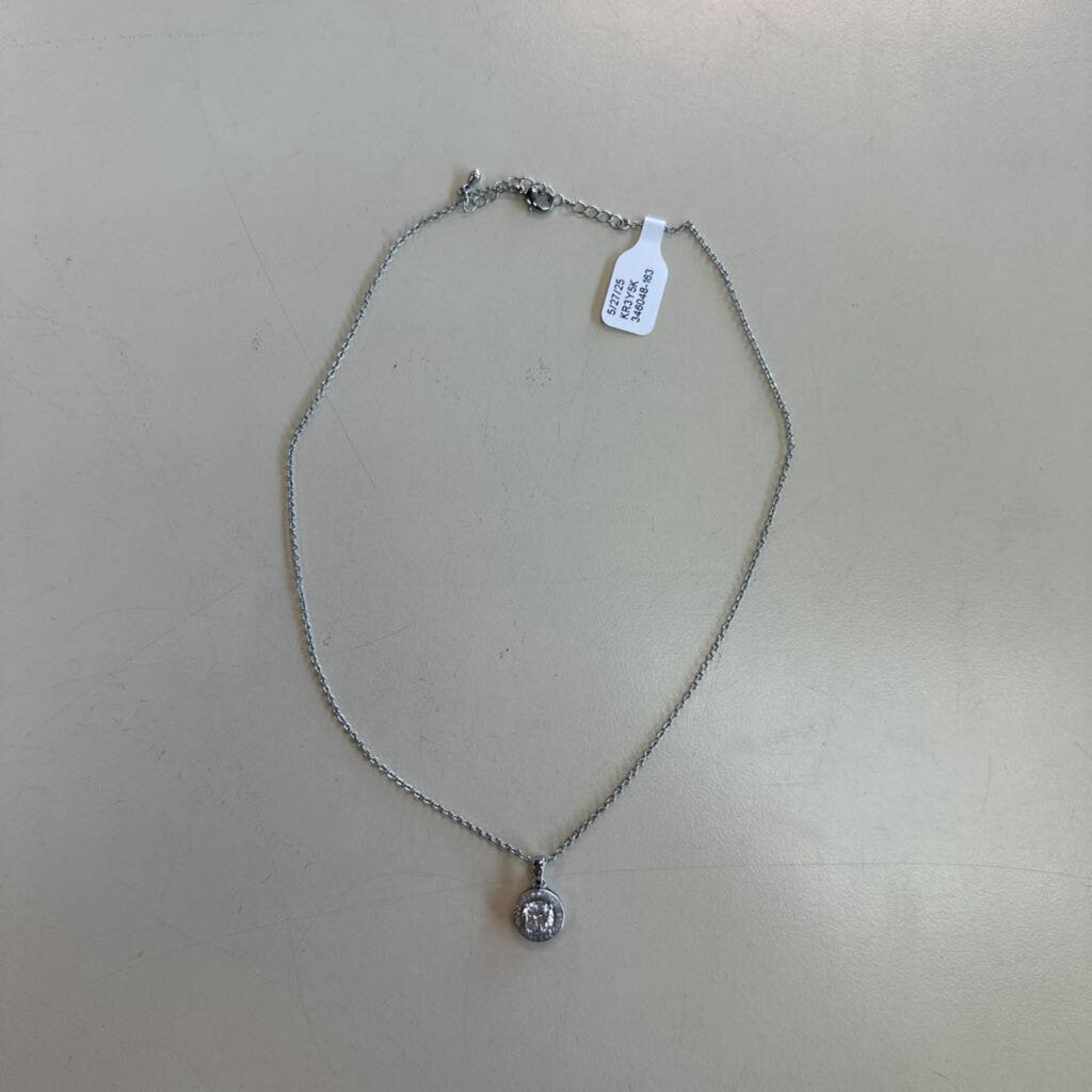 Silver/ Rhinestone Layered Circle Pendant Necklace