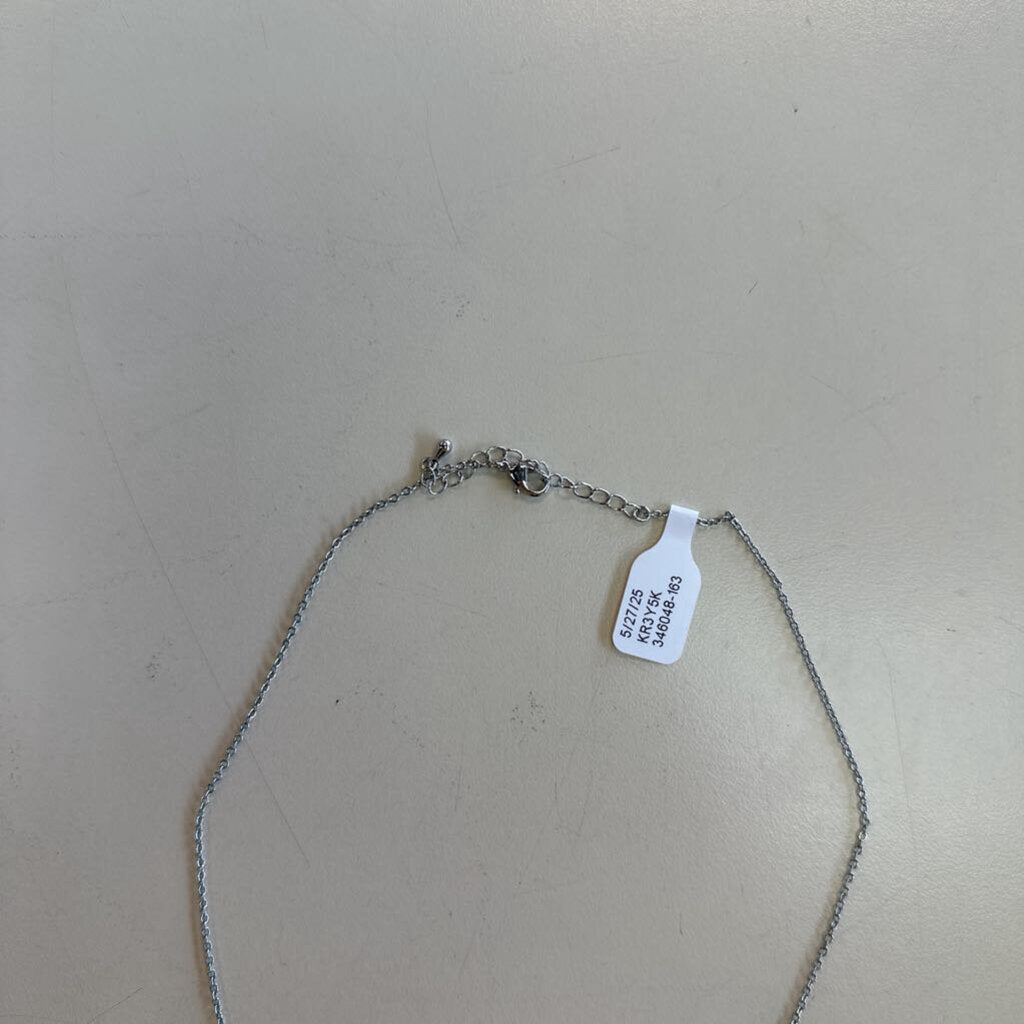 Silver/ Rhinestone Layered Circle Pendant Necklace