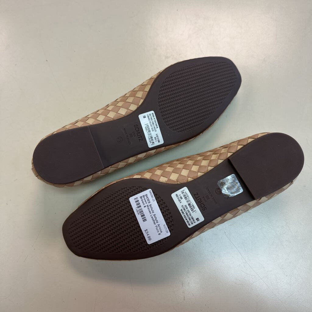 Schutz Arissa Brown Woven Leather Flats 8