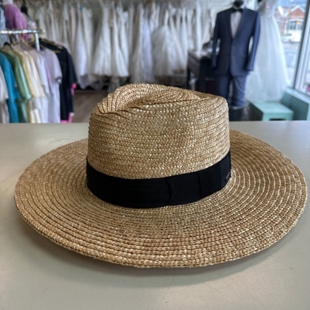 Brixton Brown Woven Straw Hat With Black Band Large