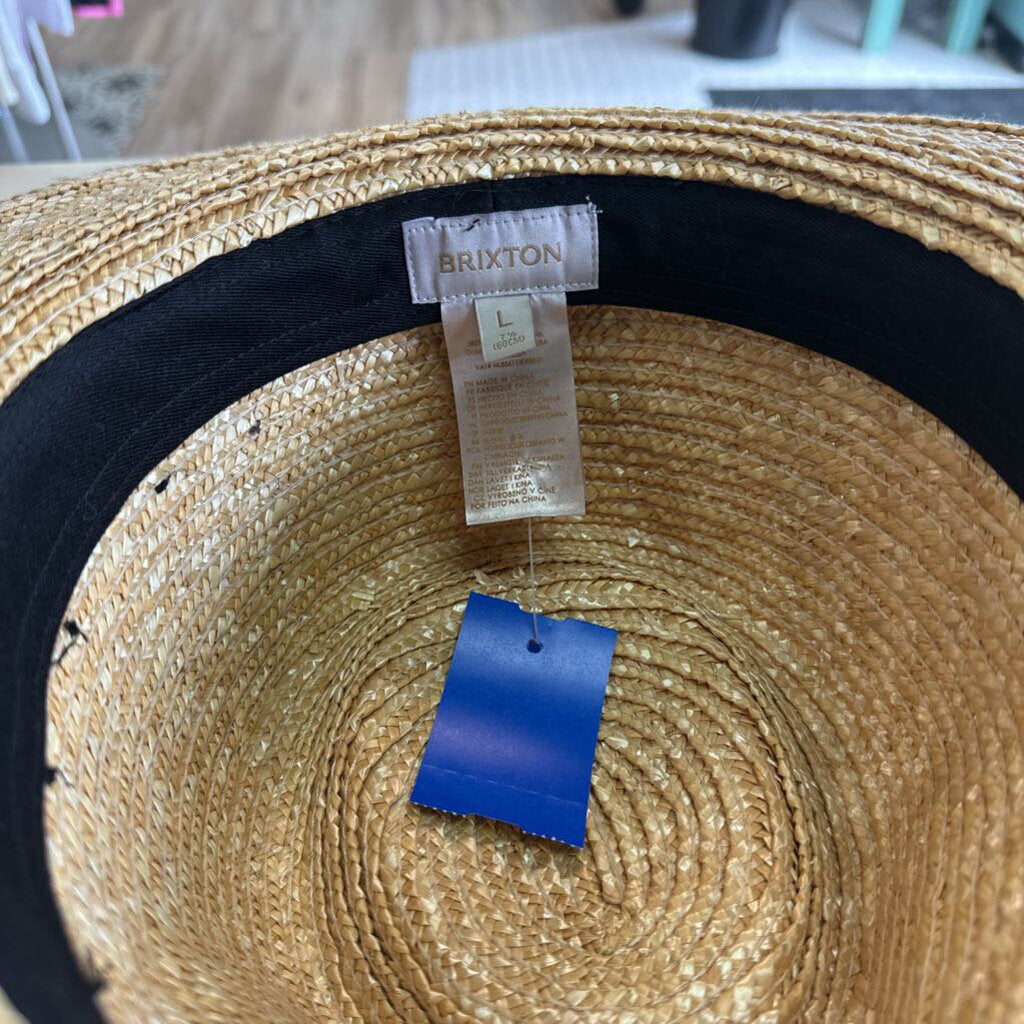 Brixton Brown Woven Straw Hat With Black Band Large
