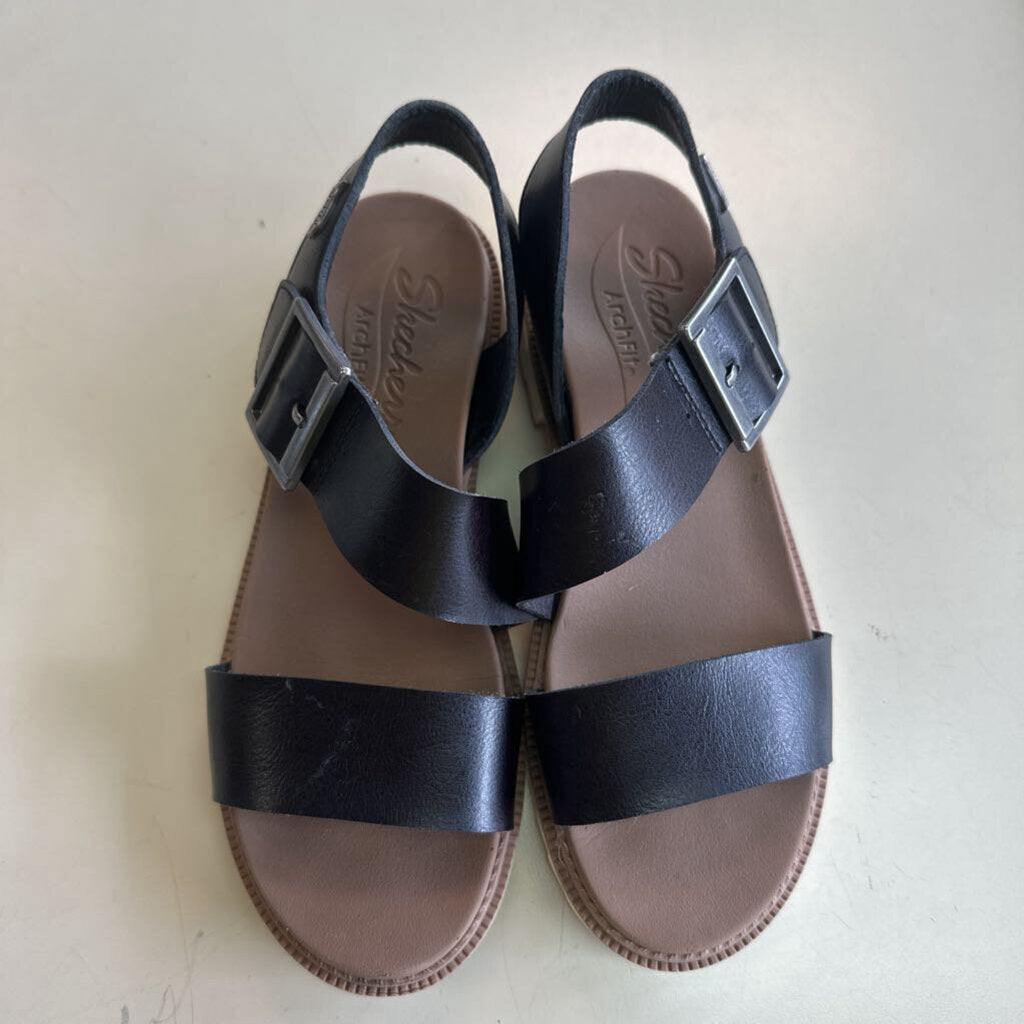 Skechers Black Leather Arch Fit Lucy Sandals 8