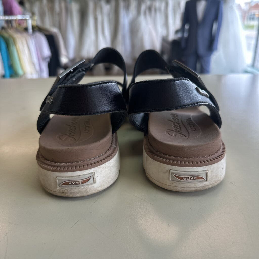 Skechers Black Leather Arch Fit Lucy Sandals 8