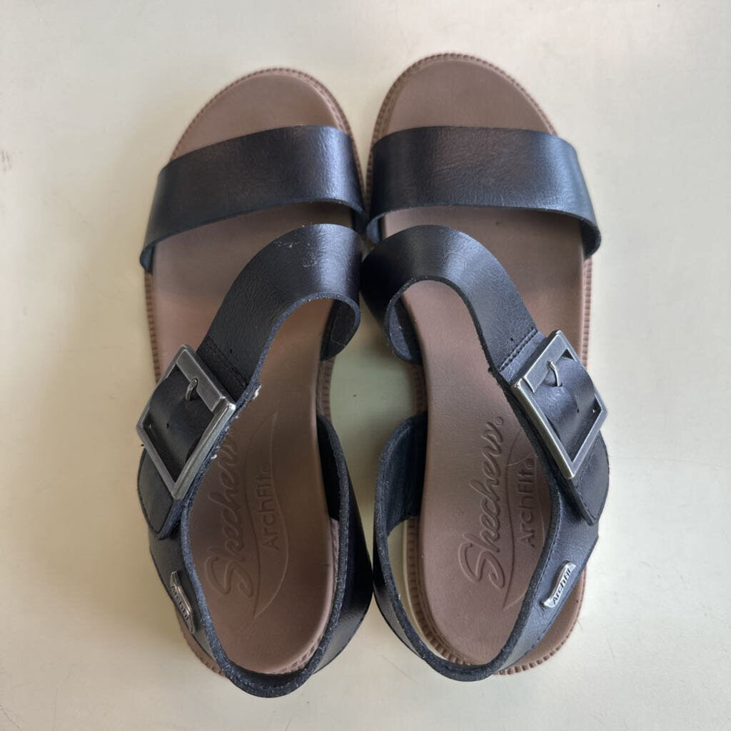 Skechers Black Leather Arch Fit Lucy Sandals 8
