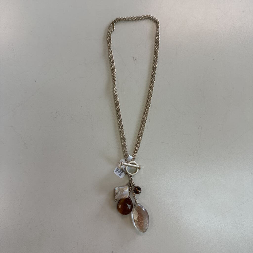 Gold Beaded Cluster Long Necklace