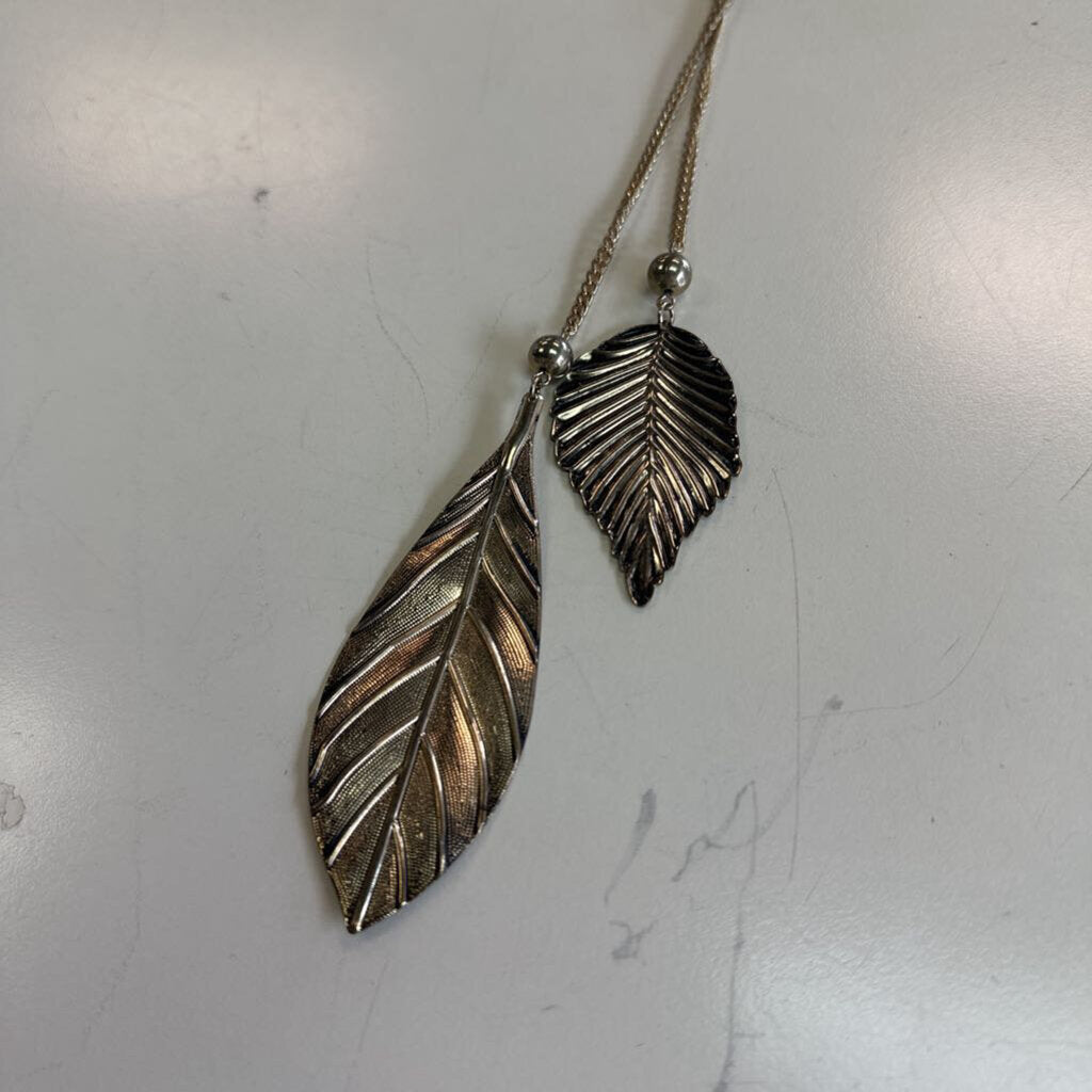 Gold Leaf Pendant Long Necklace