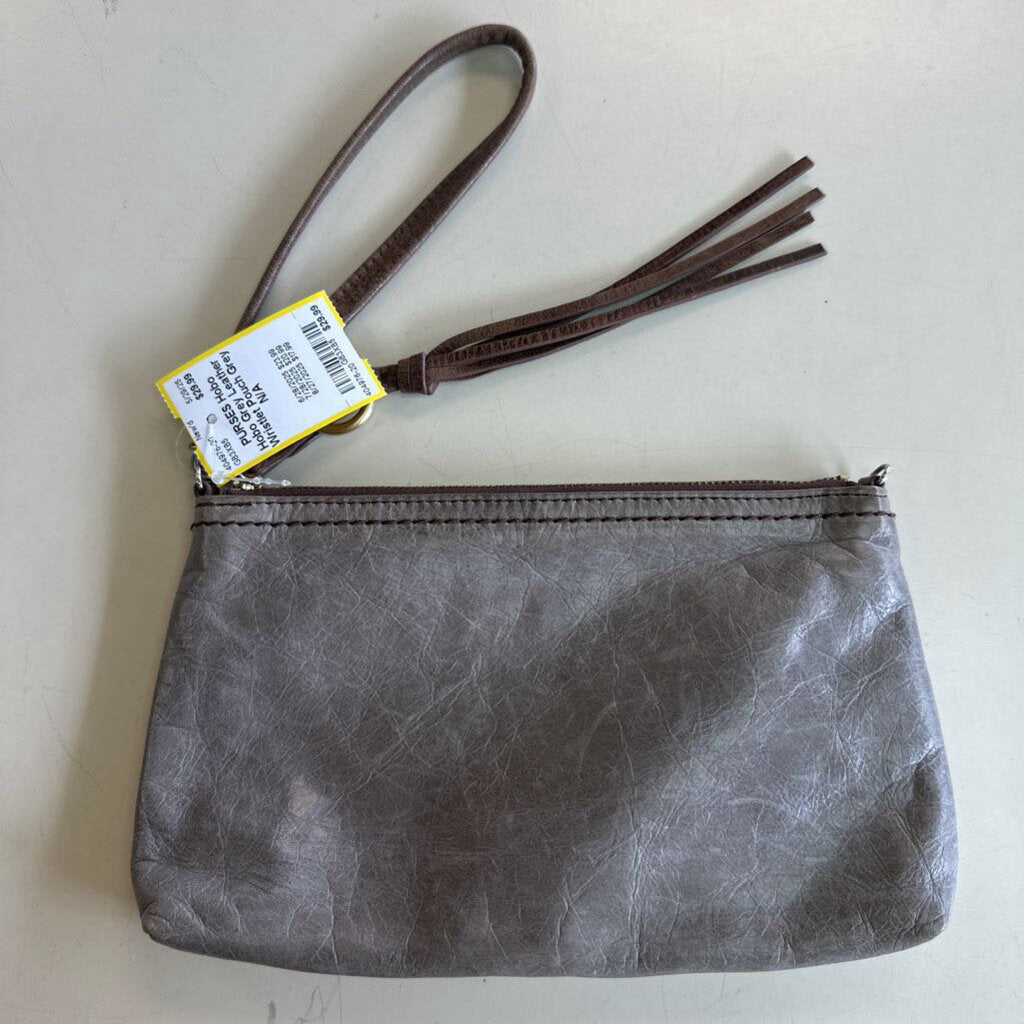 Hobo Grey Leather Wristlet Pouch
