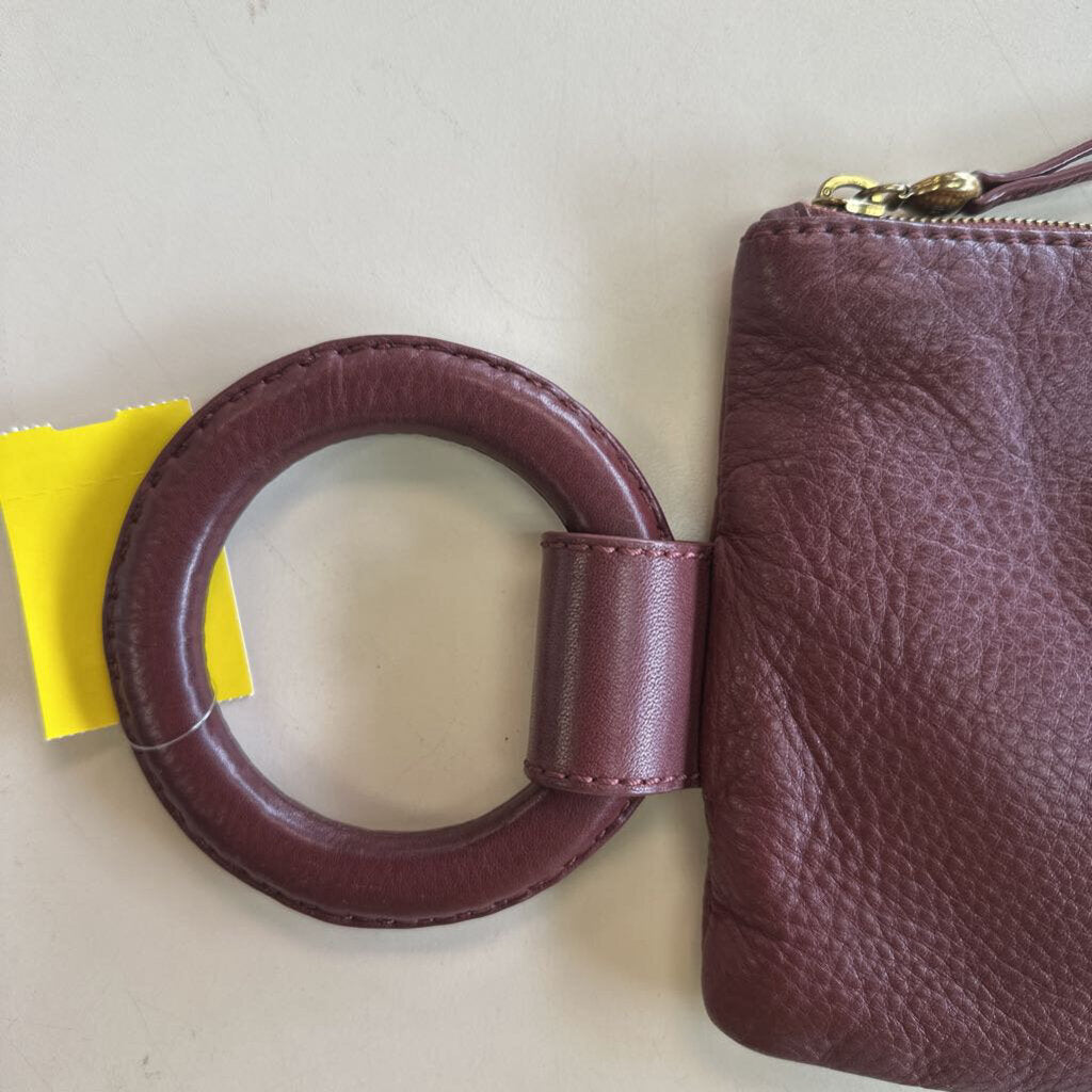 Hobo Burgundy Leather Sable Wristlet Purse