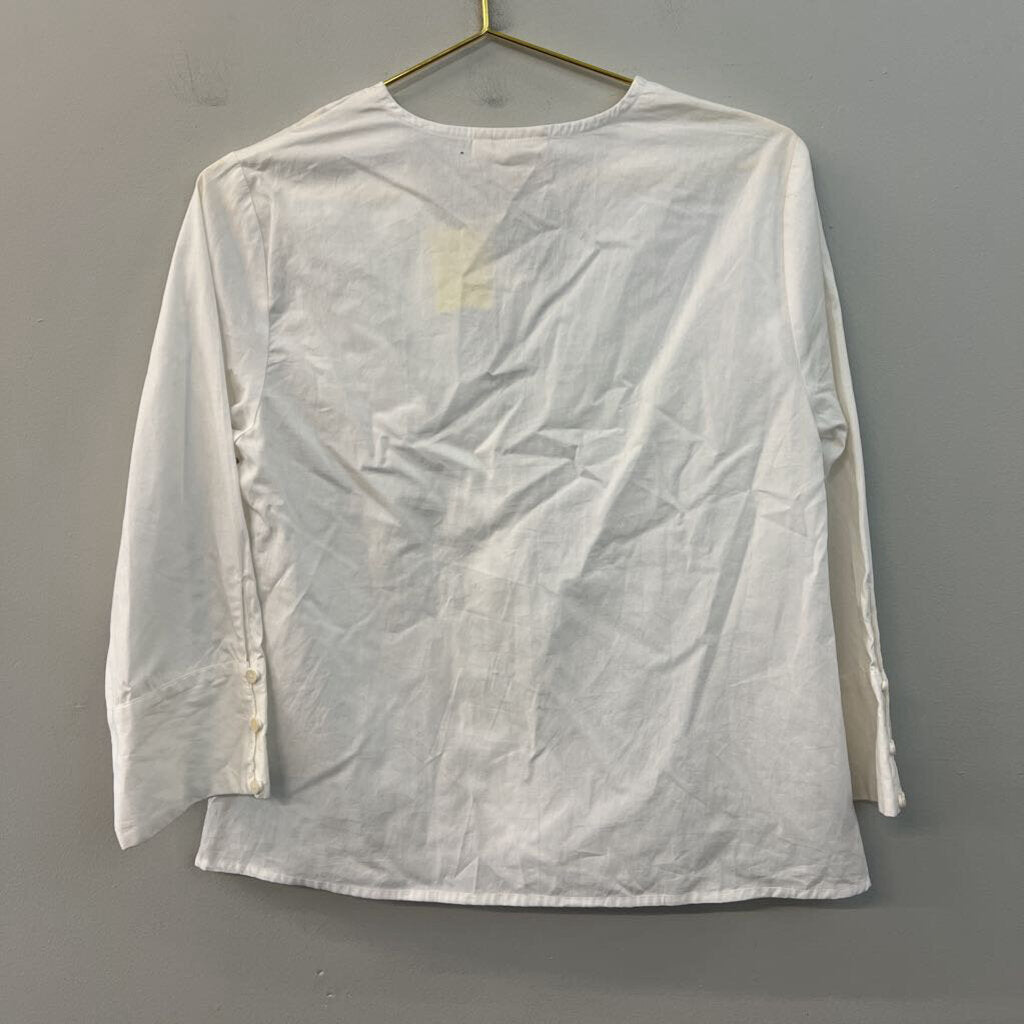 Reistor White Long Sleeve Knot Front Top Small