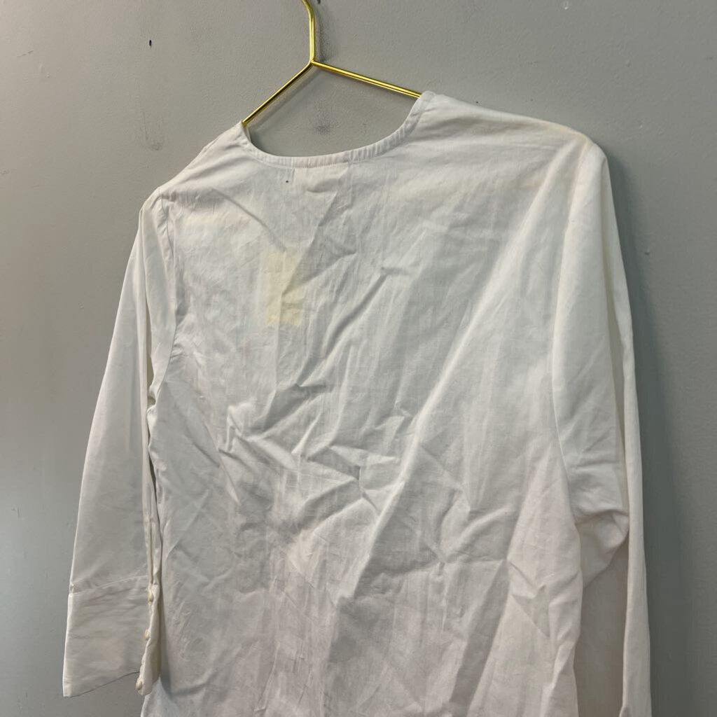 Reistor White Long Sleeve Knot Front Top Small