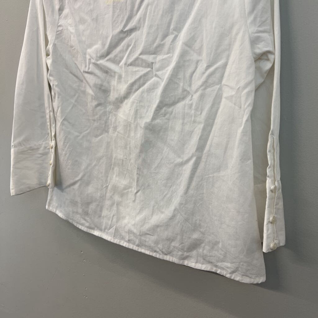 Reistor White Long Sleeve Knot Front Top Small