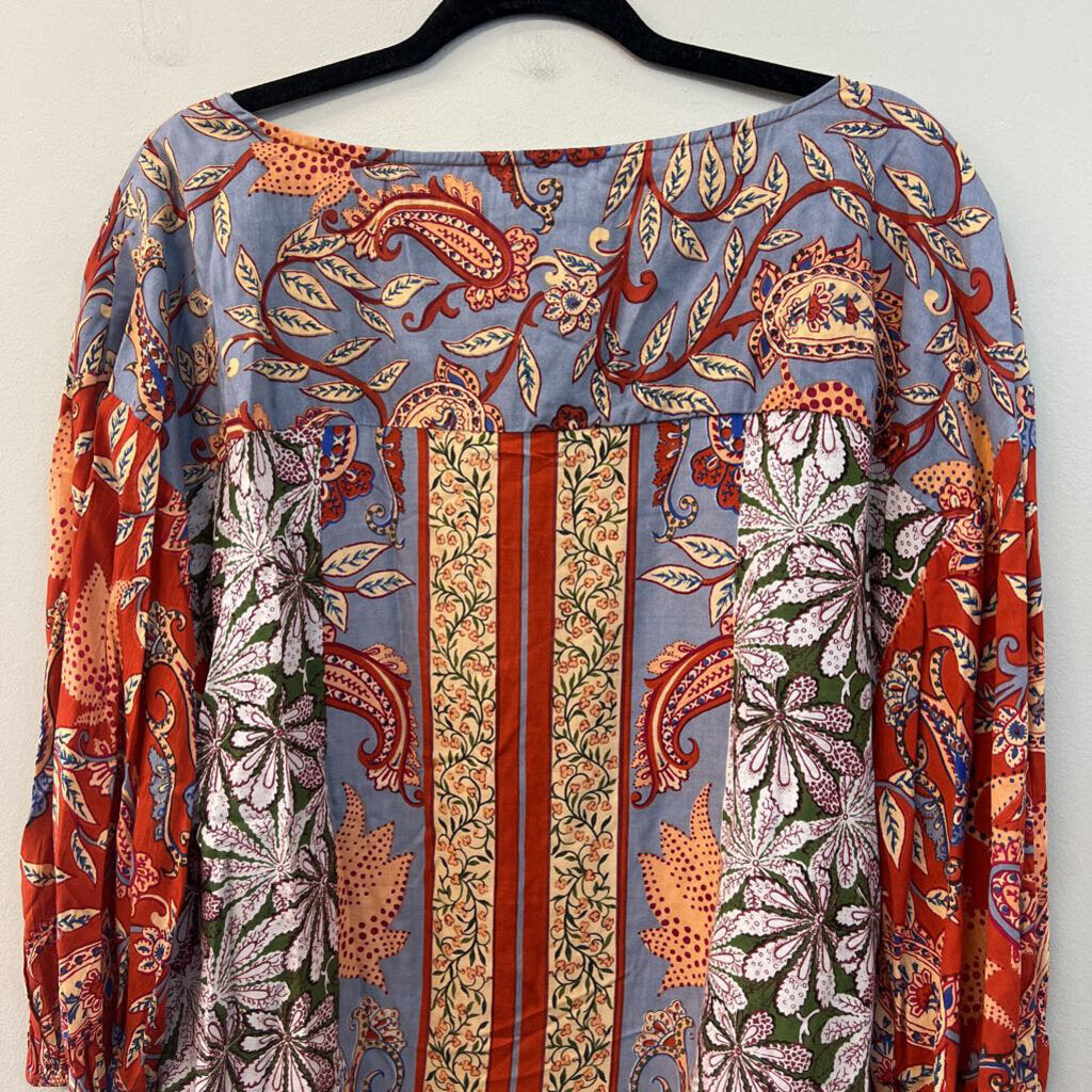 Anthropologie Blue/ Multi Print Long Sleeve Top Small