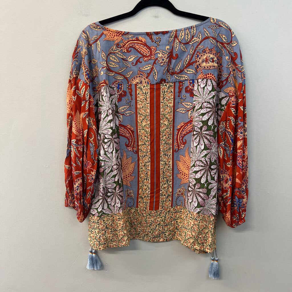 Anthropologie Blue/ Multi Print Long Sleeve Top Small