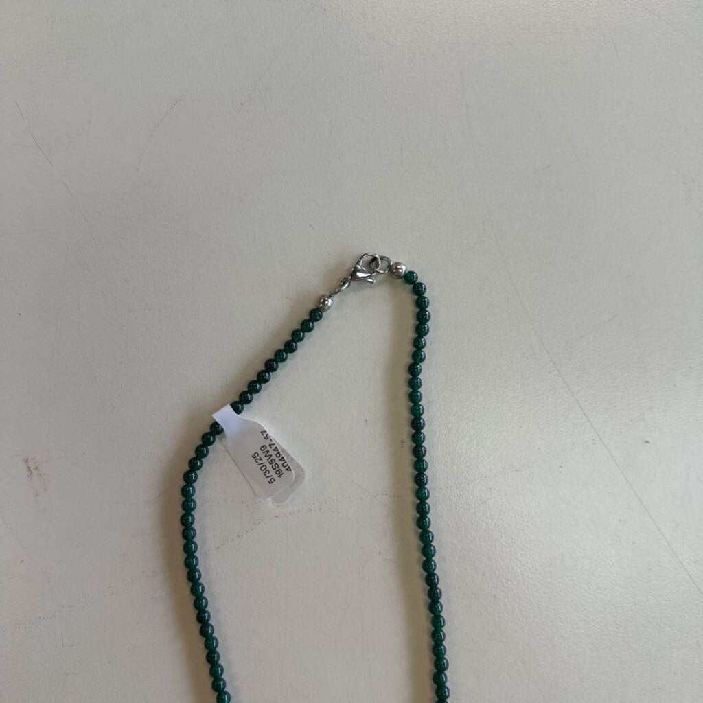Green Malacite Beaded Long Pendant Necklace