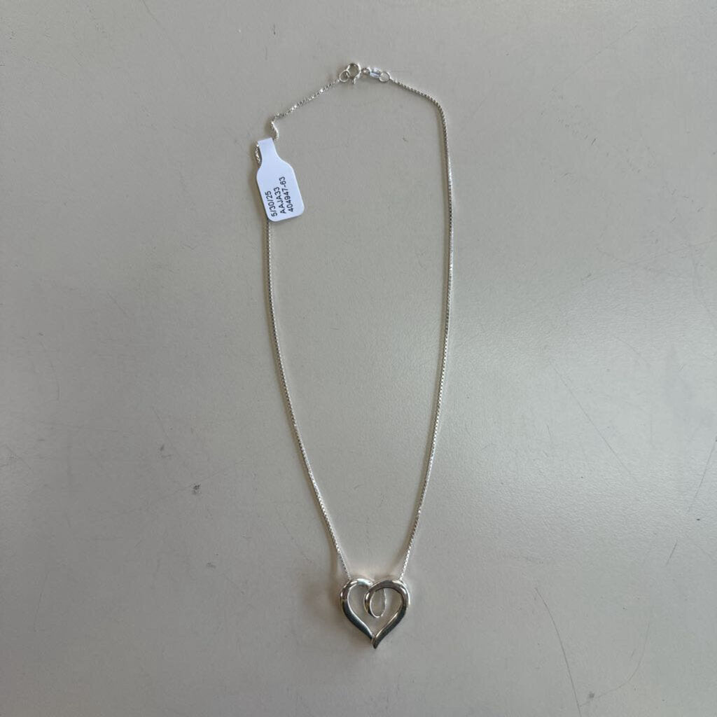 Sterling Silver Open Heart Necklace