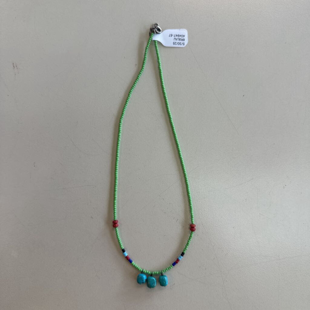 Tiny Beaded and Turquoise Necklace