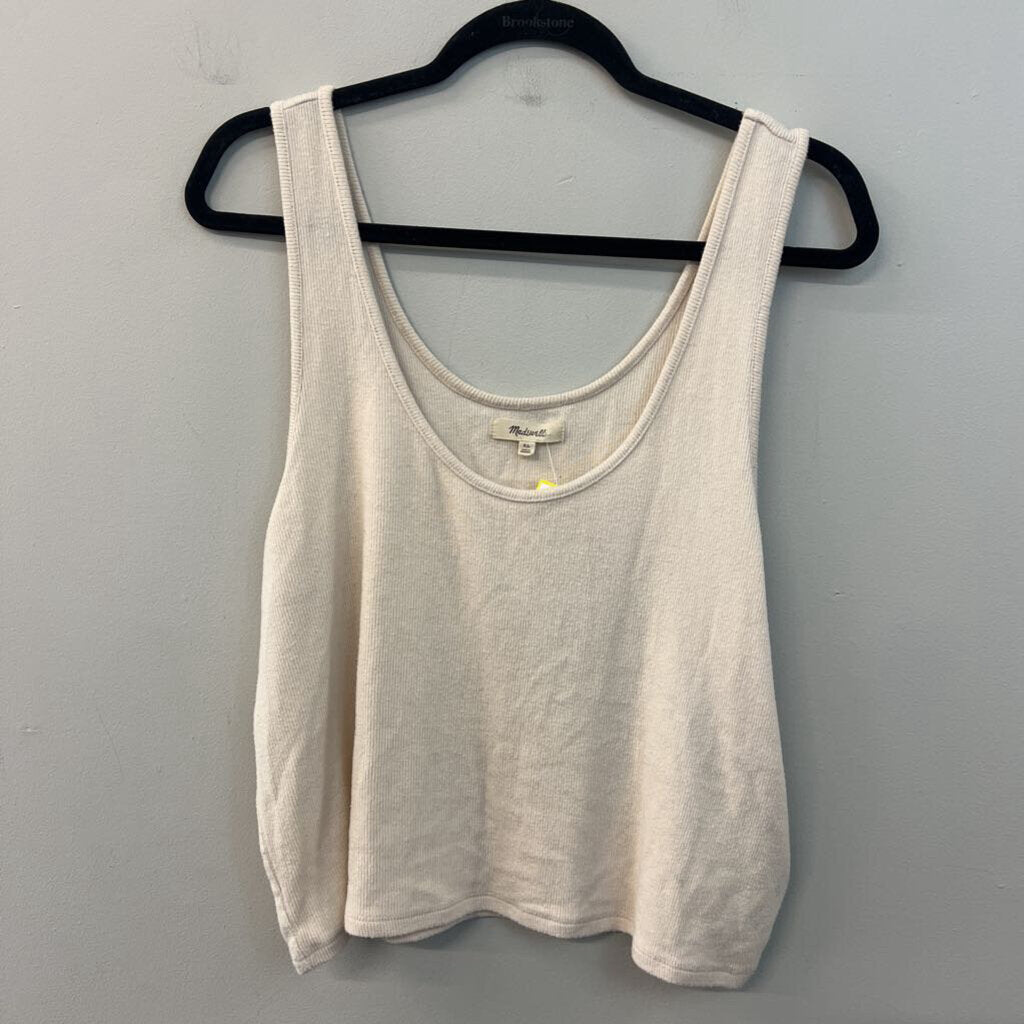 Madewell Cream Ribbed Cropped Tank Top Extra Large