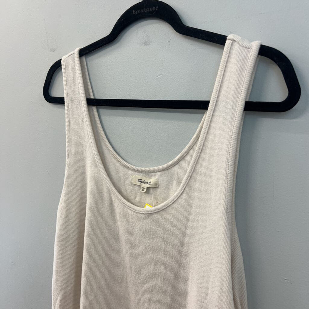 Madewell Cream Ribbed Cropped Tank Top Extra Large