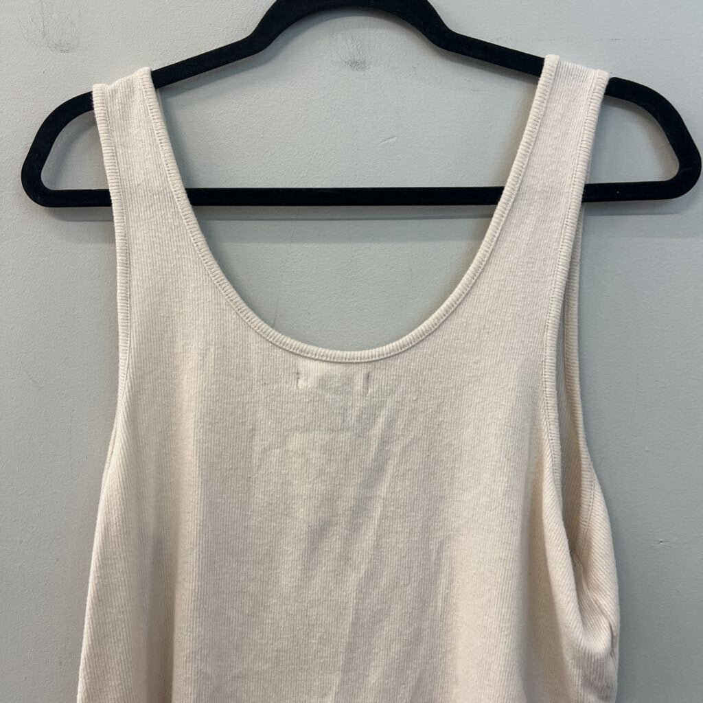 Madewell Cream Ribbed Cropped Tank Top Extra Large