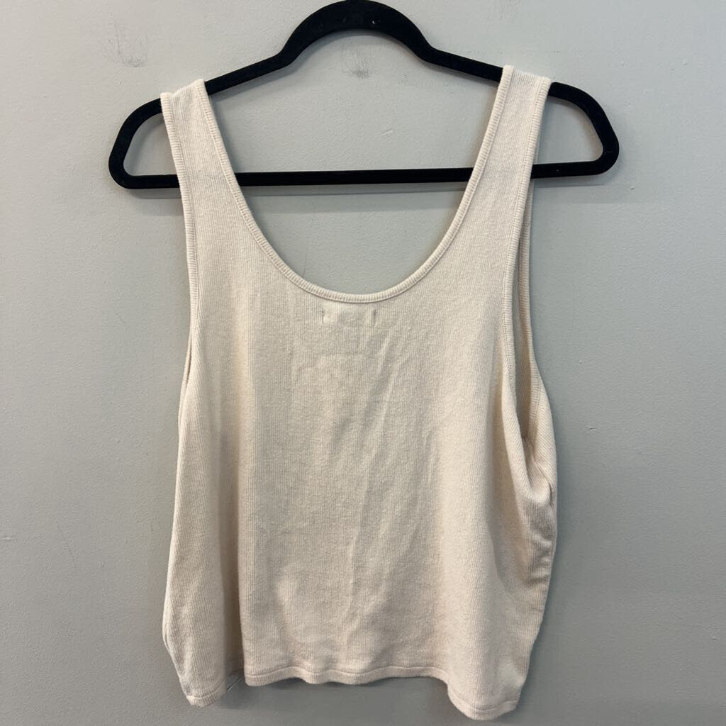 Madewell Cream Ribbed Cropped Tank Top Extra Large
