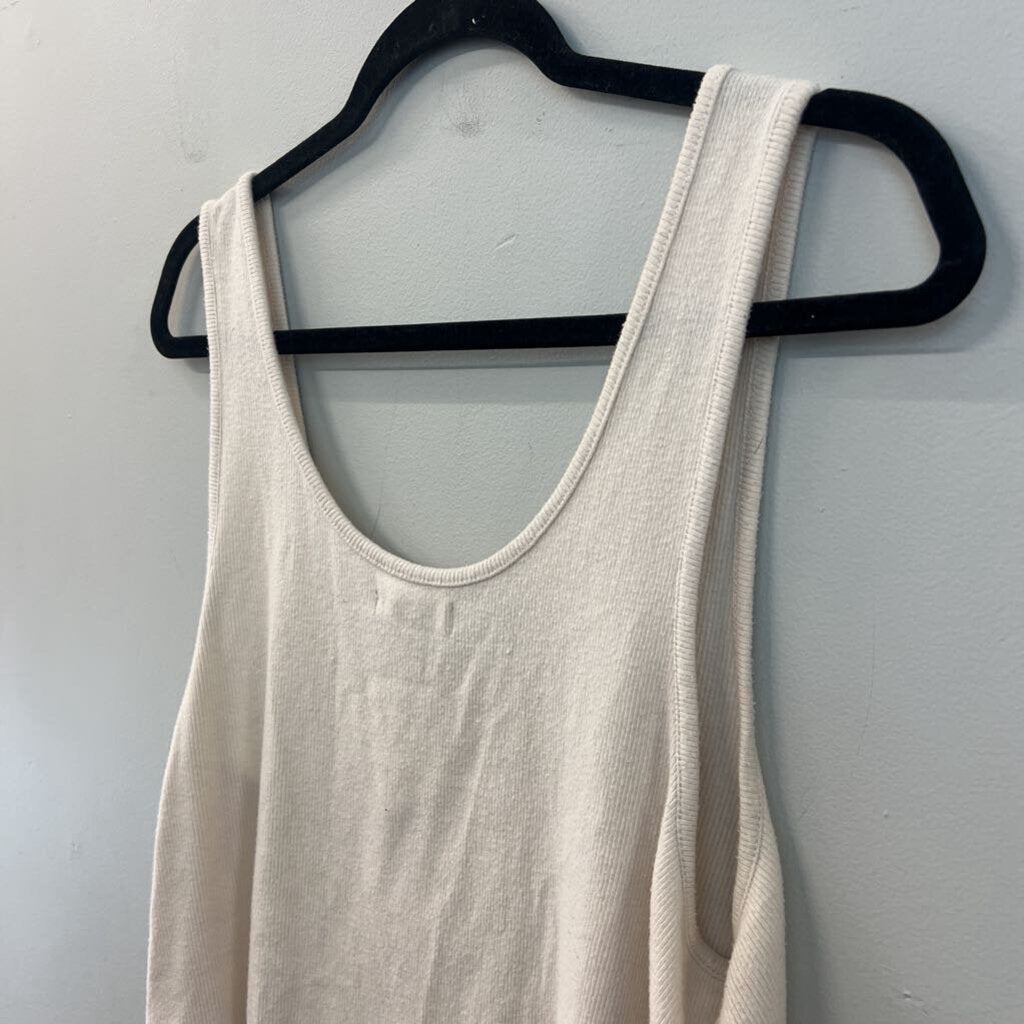 Madewell Cream Ribbed Cropped Tank Top Extra Large