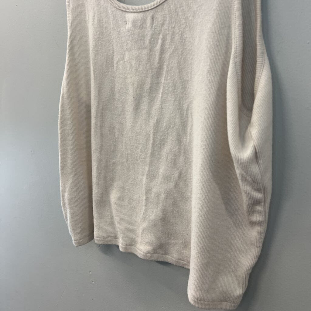 Madewell Cream Ribbed Cropped Tank Top Extra Large