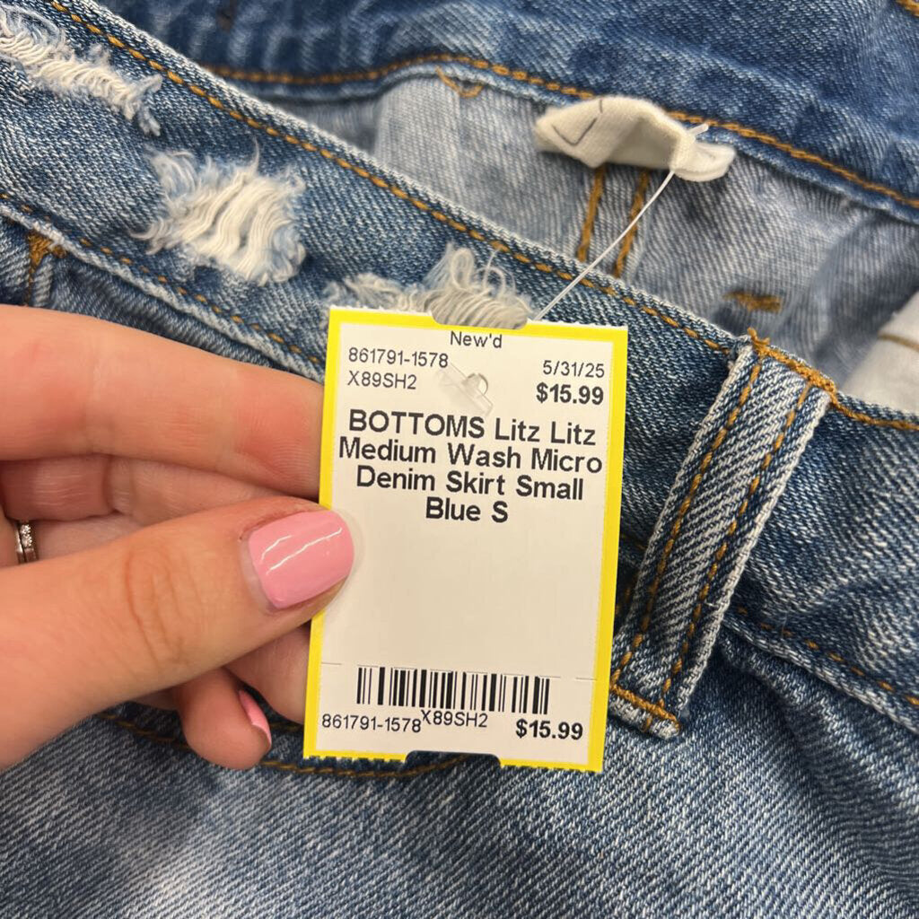 Litz Medium Wash Micro Denim Skirt Small