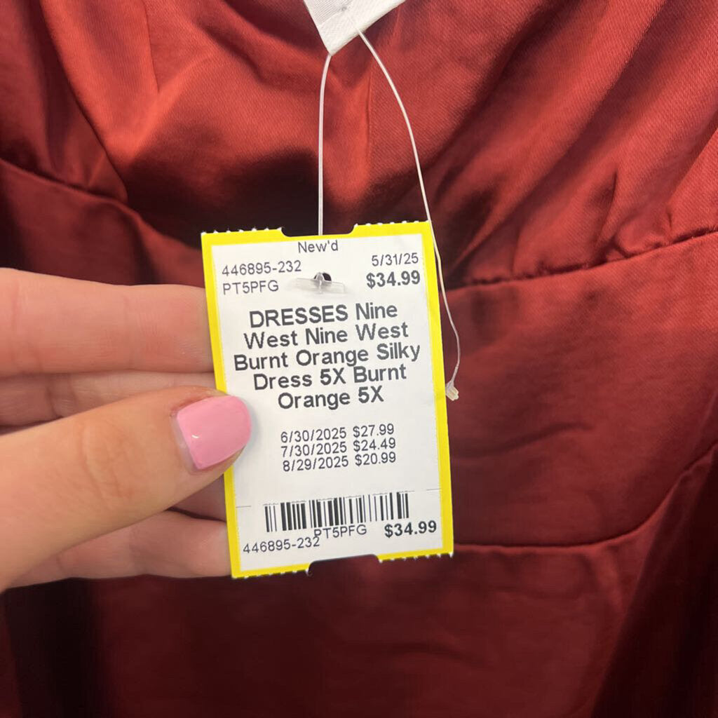 Nine West Burnt Orange Silky Dress 5X